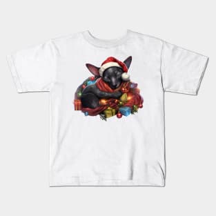 Lazy Oriental Shorthair Cat At Christmas Kids T-Shirt